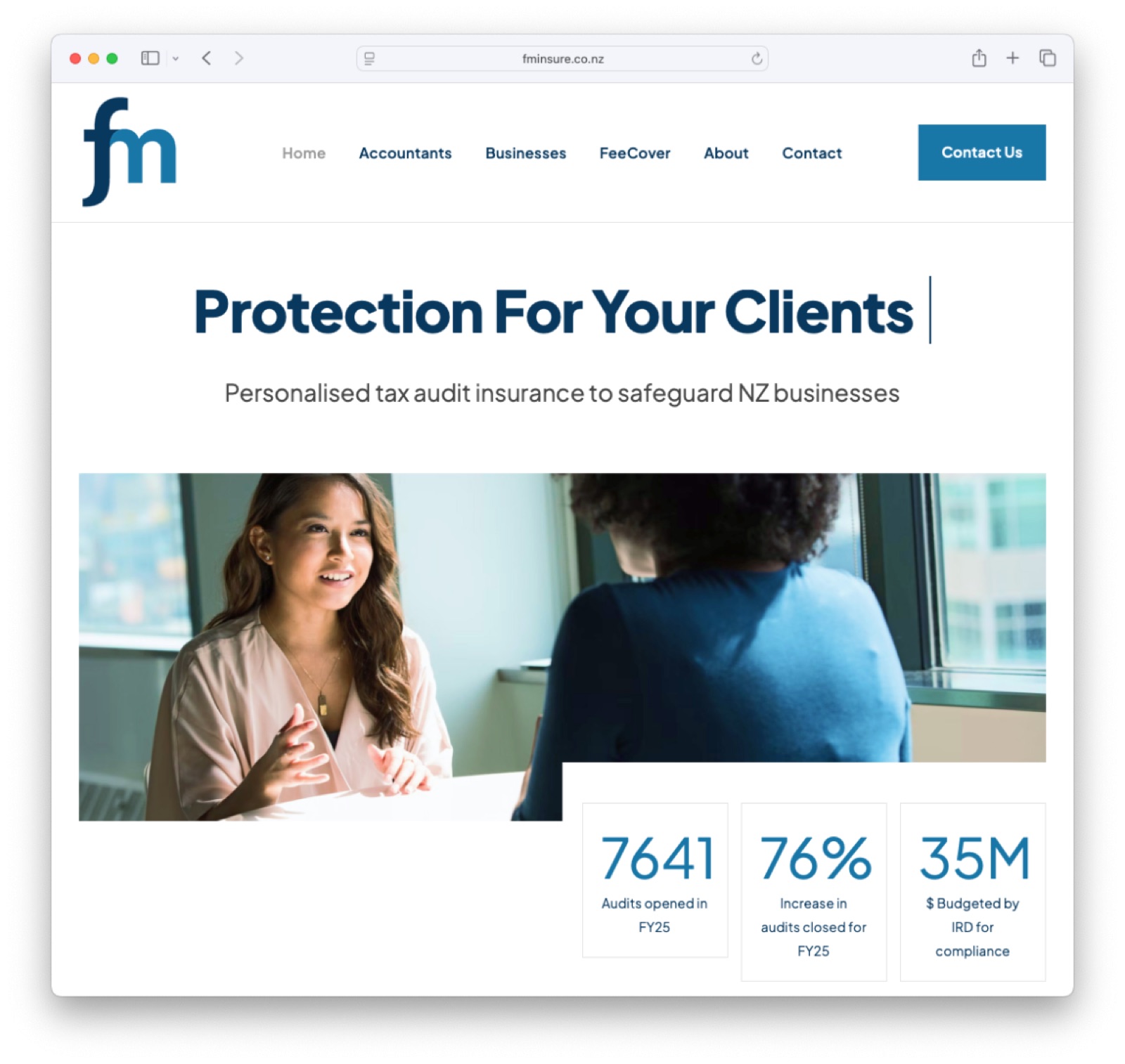 FM Insure website, built by Really Good Marketing